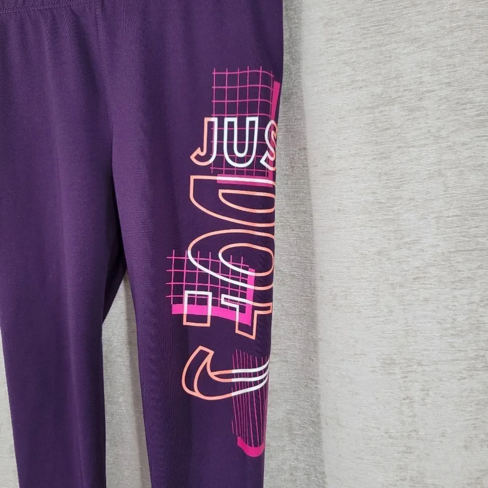 Nike Girls' Purple Leggings with Pink Accent Just Do It Graphic Toddler Size 3T